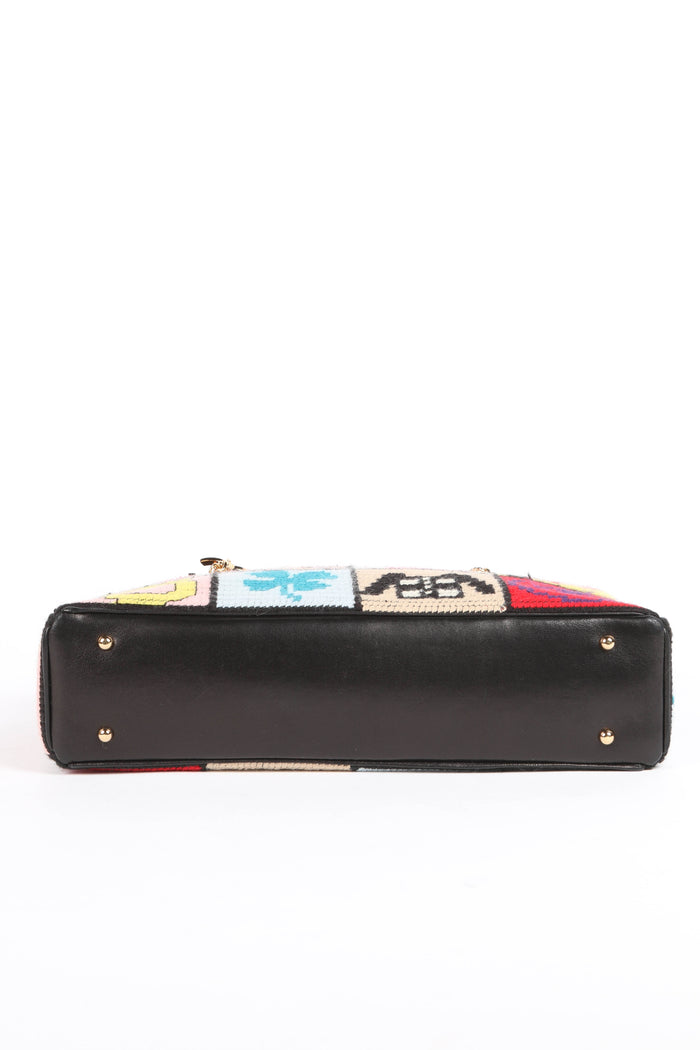 2000s Chanel Embroidered Multicolour Icon Shoulder Bag
