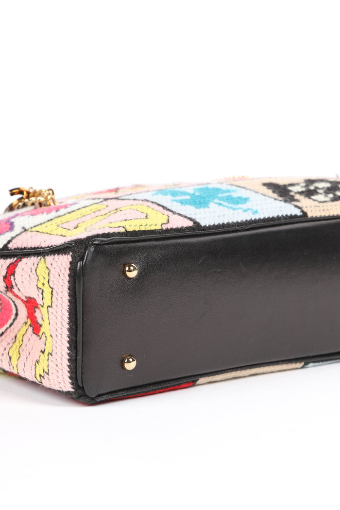 2000s Chanel Embroidered Multicolour Icon Shoulder Bag