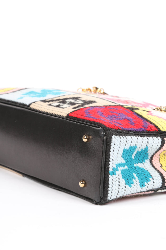 2000s Chanel Embroidered Multicolour Icon Shoulder Bag