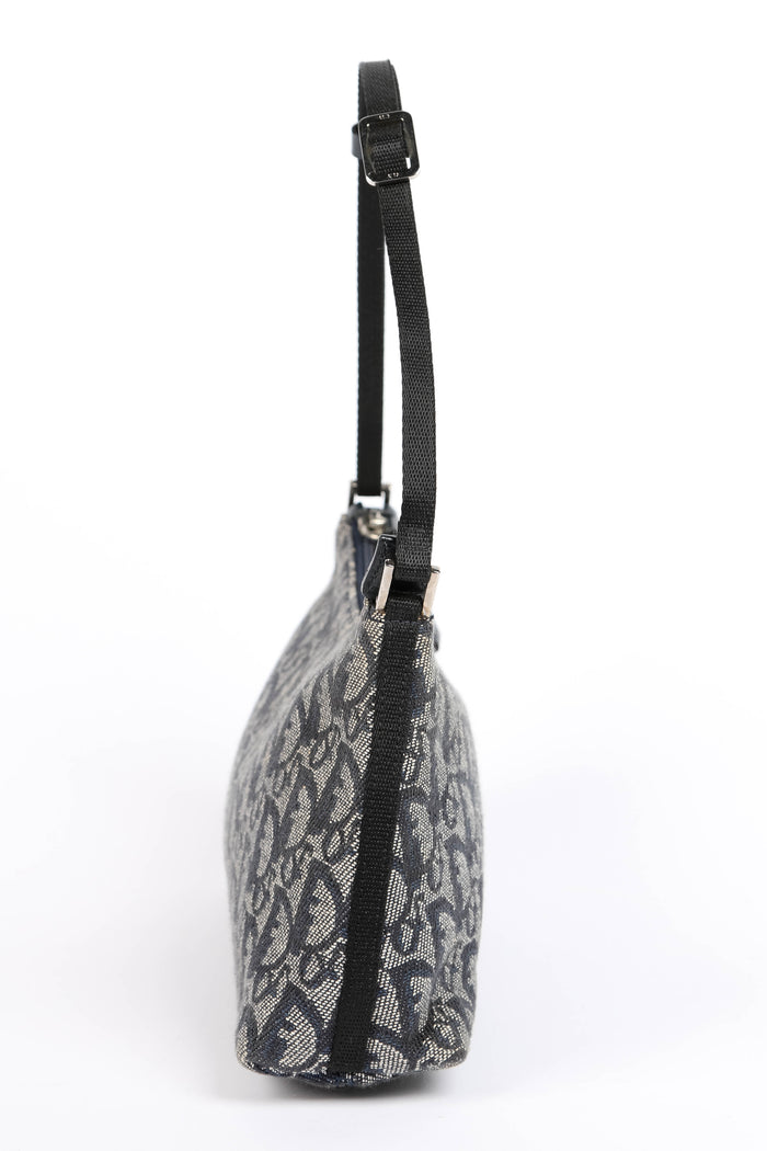 2000s Christian Dior Blue Trotter Monogram Shoulder Bag