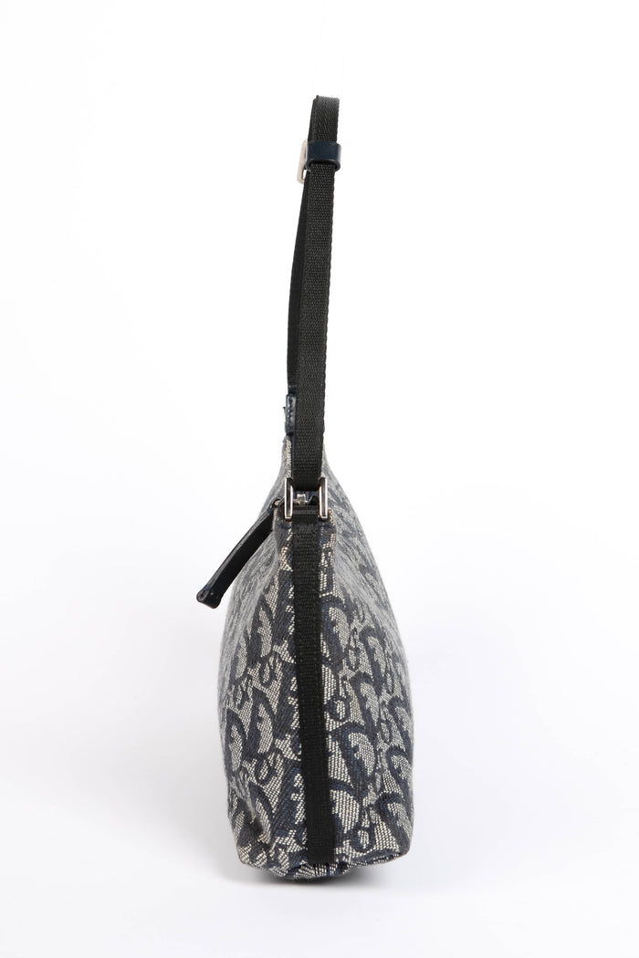 2000s Christian Dior Blue Trotter Monogram Shoulder Bag