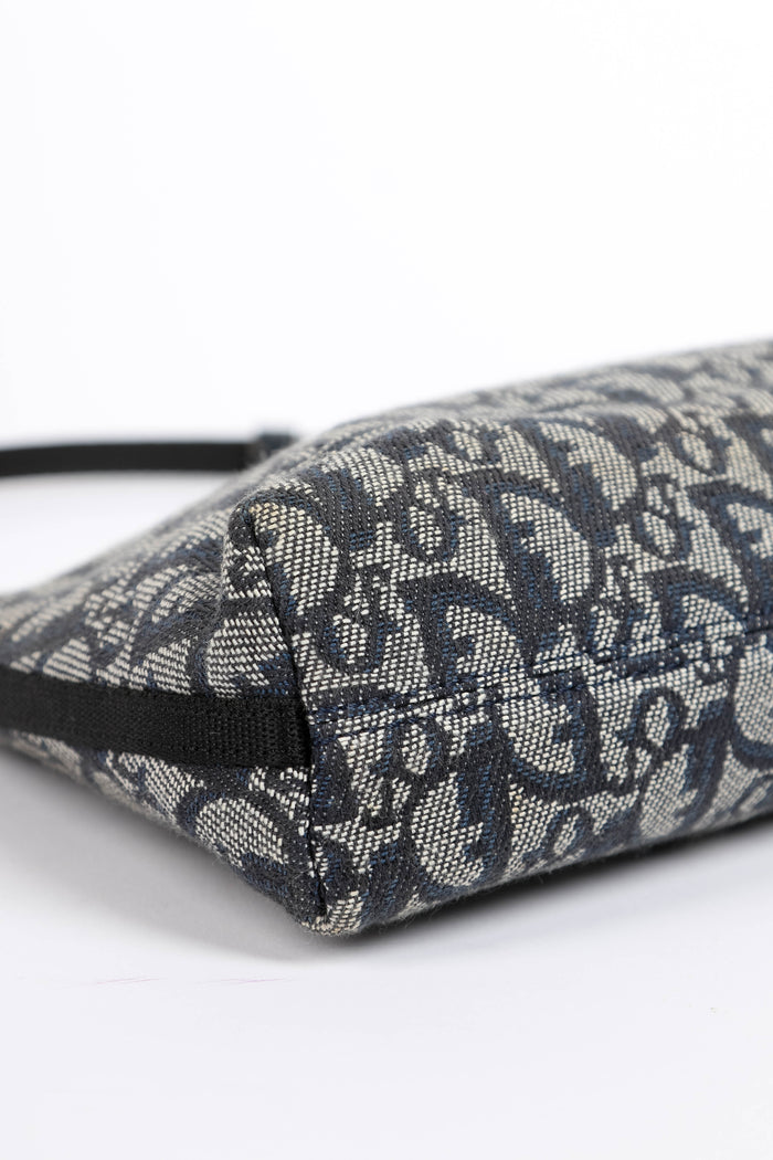 2000s Christian Dior Blue Trotter Monogram Shoulder Bag