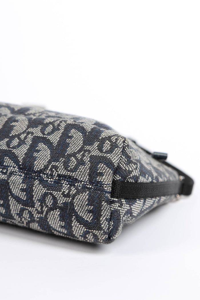 2000s Christian Dior Blue Trotter Monogram Shoulder Bag