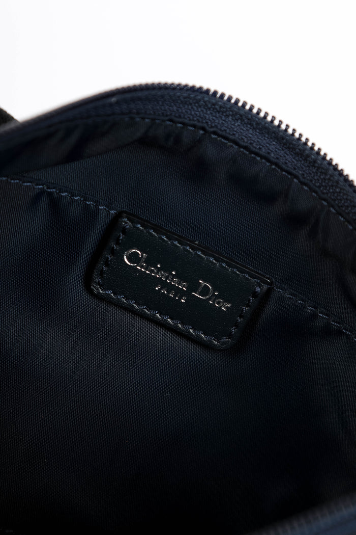 2000s Christian Dior Blue Trotter Monogram Shoulder Bag
