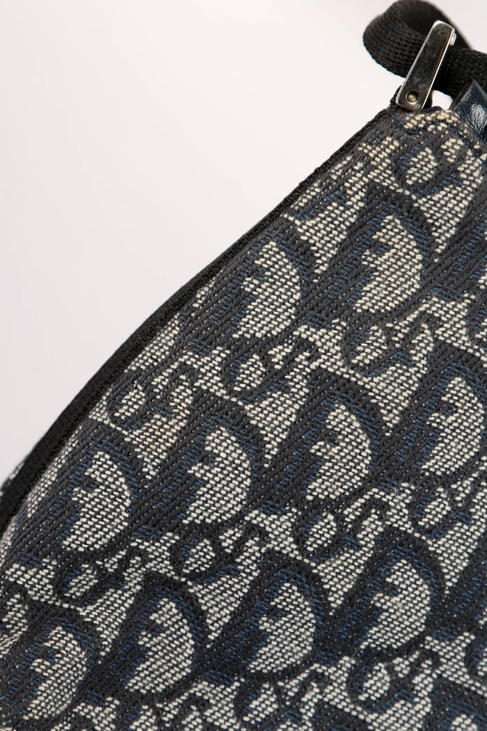 2000s Christian Dior Blue Trotter Monogram Shoulder Bag