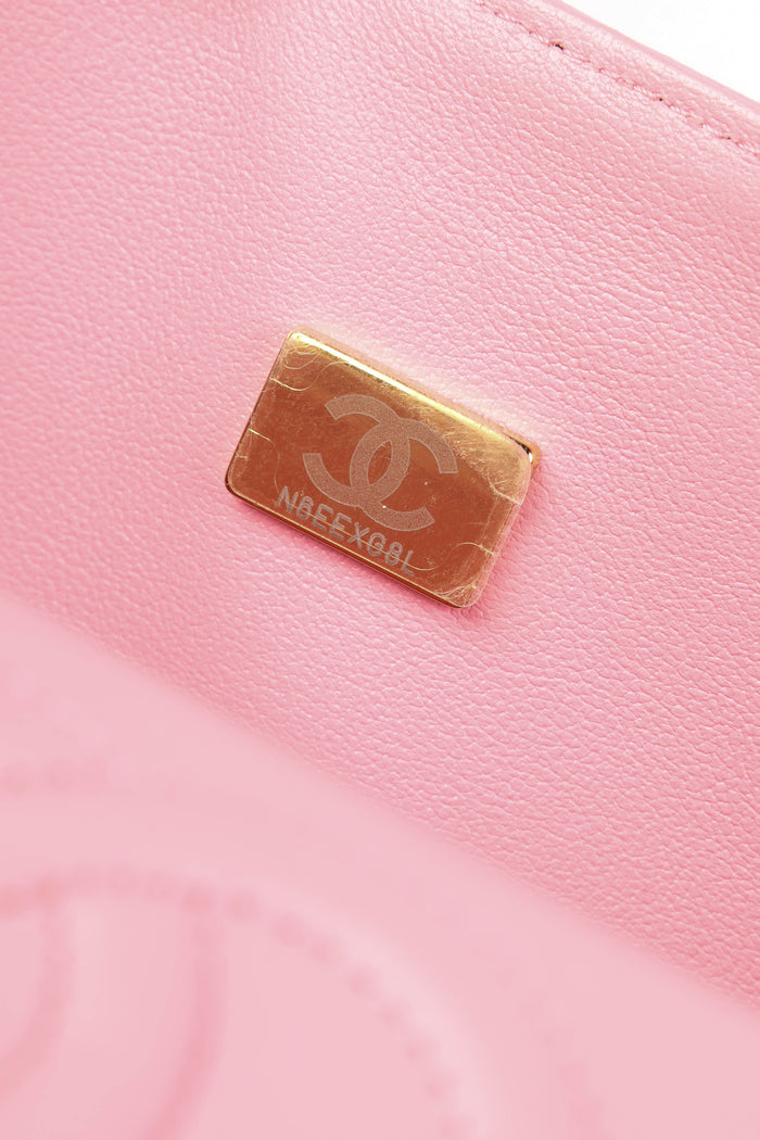 RARE 2020s Chanel Pink Lambskin Leather Small Classic Double Flap Bag