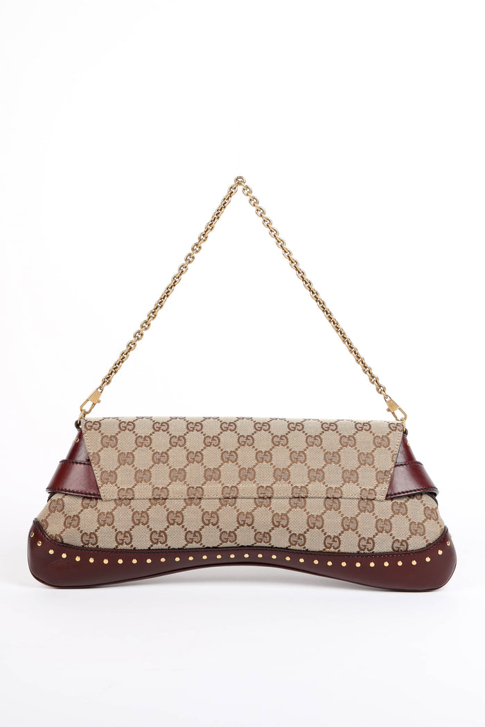 RARE Vintage Gucci Studded GG Monogram Horsebit Shoulder Bag