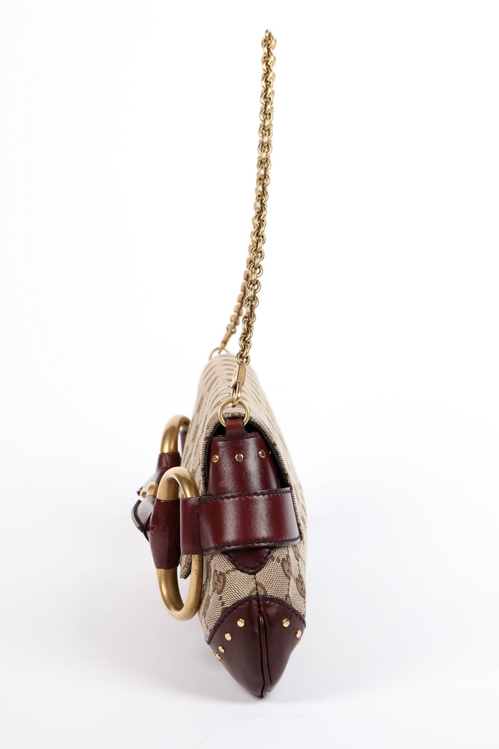 RARE Vintage Gucci Studded GG Monogram Horsebit Shoulder Bag