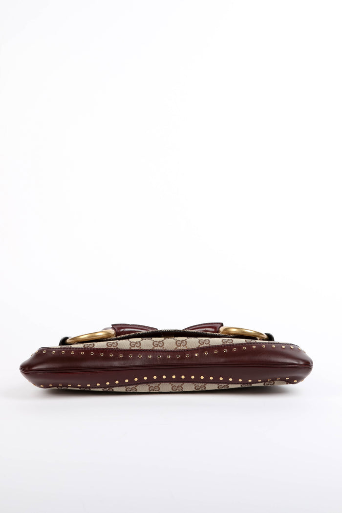 RARE Vintage Gucci Studded GG Monogram Horsebit Shoulder Bag
