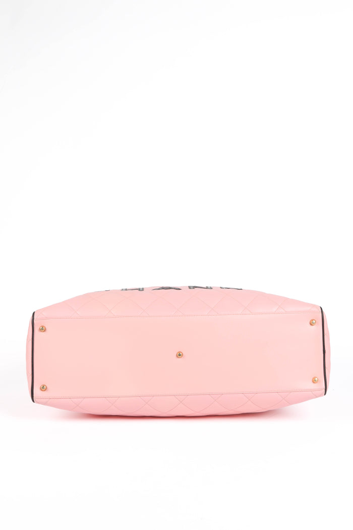 RARE 90s Chanel Pink Quilted Lambskin Bowling Bag