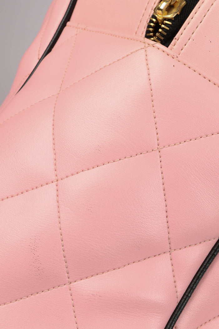 RARE 90s Chanel Pink Quilted Lambskin Bowling Bag