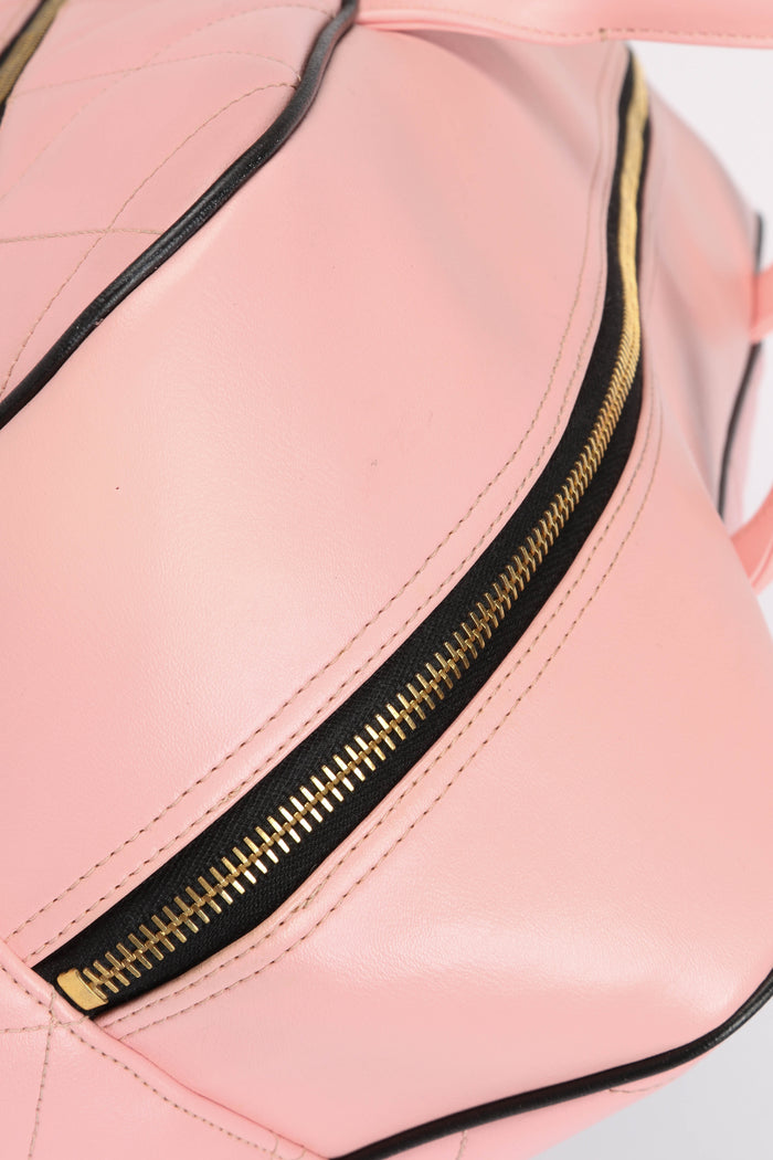 RARE 90s Chanel Pink Quilted Lambskin Bowling Bag