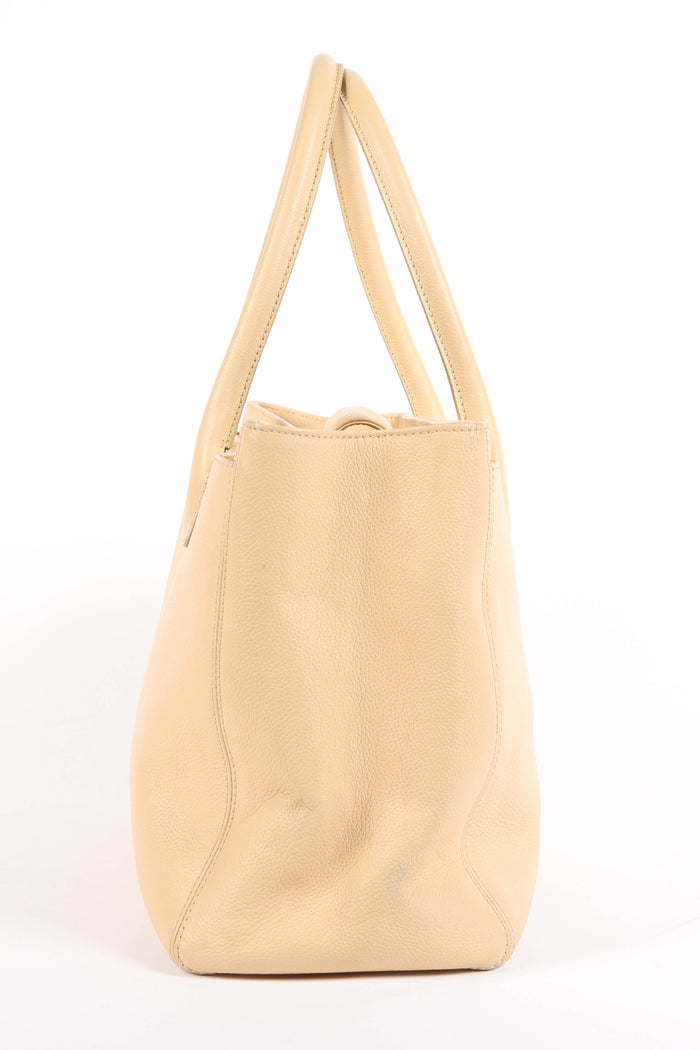 2010s Chanel Beige Grained Leather Cerf Executive Shopper Tote Bag