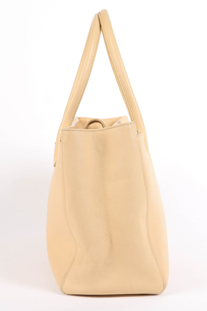 2010s Chanel Beige Grained Leather Cerf Executive Shopper Tote Bag