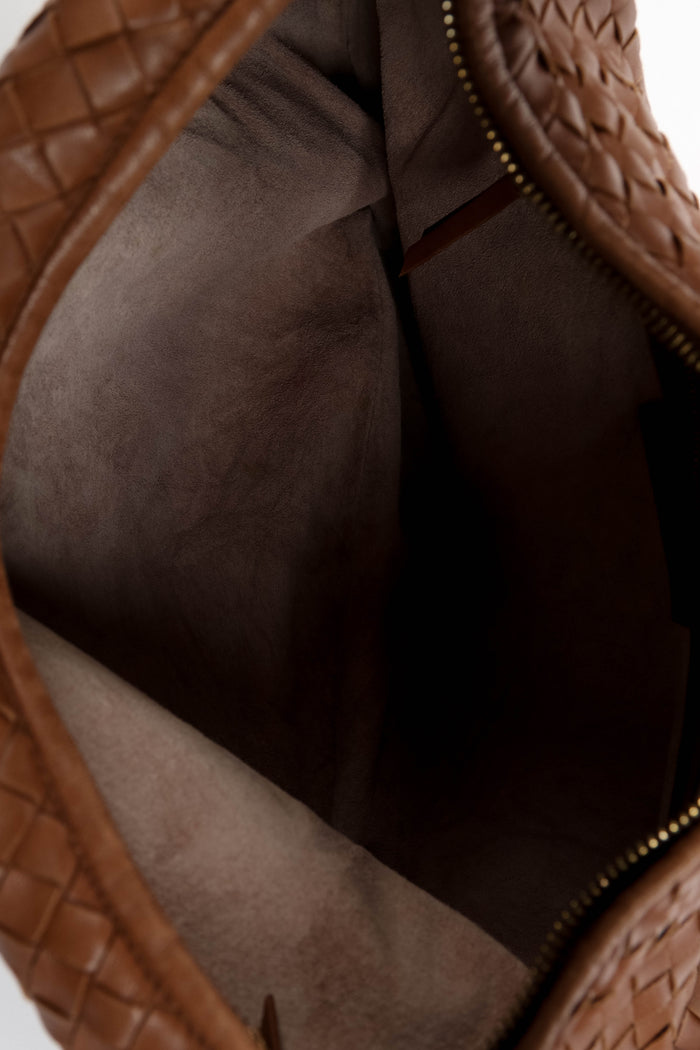 Vintage Bottega Veneta Tan Intrecciato Shoulder Bag