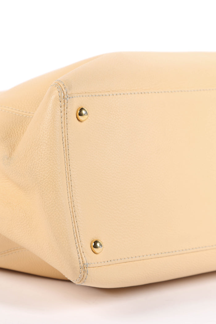 2010s Chanel Beige Grained Leather Cerf Executive Shopper Tote Bag