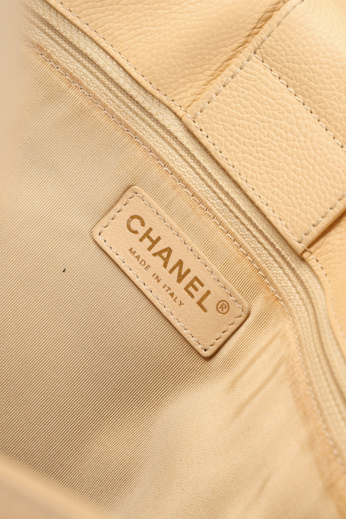 2010s Chanel Beige Grained Leather Cerf Executive Shopper Tote Bag