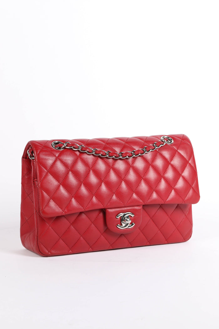 2010s Chanel Red Lambskin Leather Medium Classic Double Flap Bag