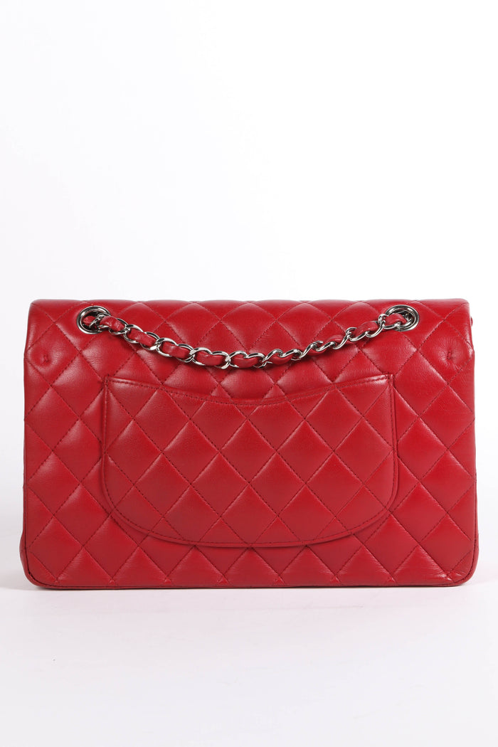 2010s Chanel Red Lambskin Leather Medium Classic Double Flap Bag