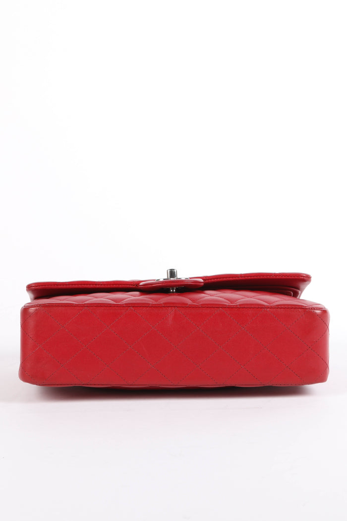 2010s Chanel Red Lambskin Leather Medium Classic Double Flap Bag