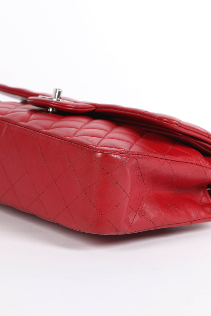 2010s Chanel Red Lambskin Leather Medium Classic Double Flap Bag