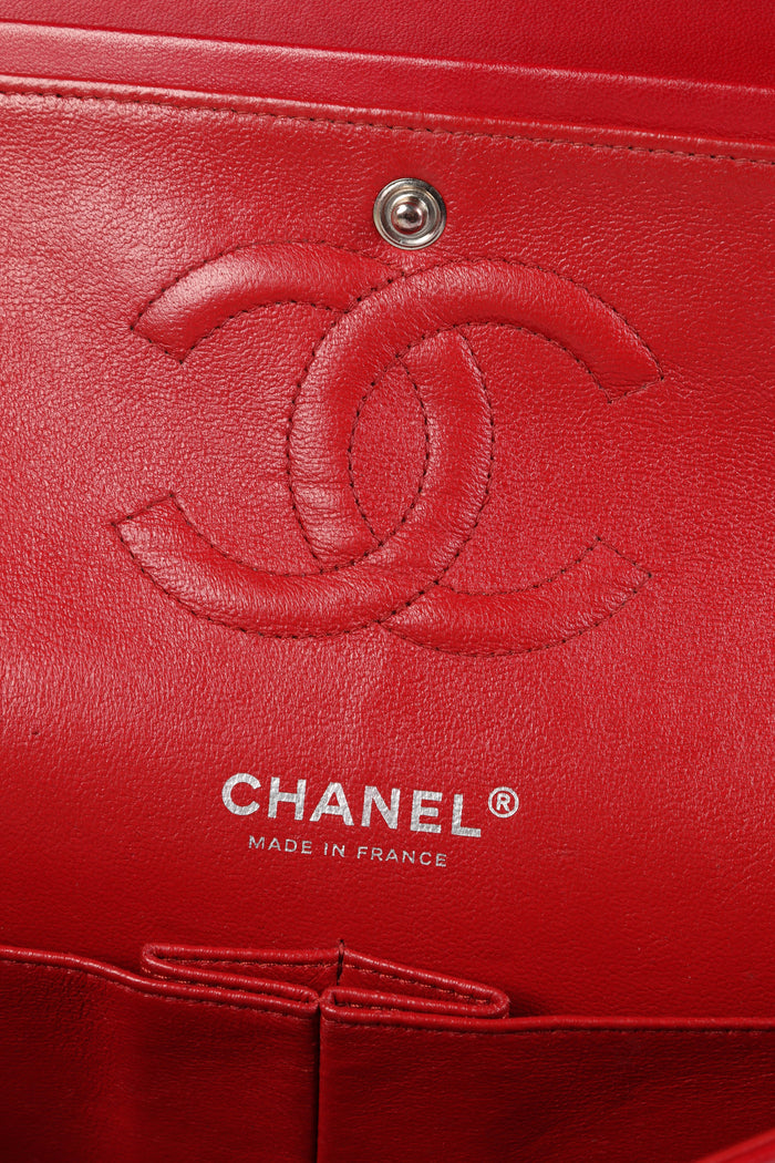 2010s Chanel Red Lambskin Leather Medium Classic Double Flap Bag