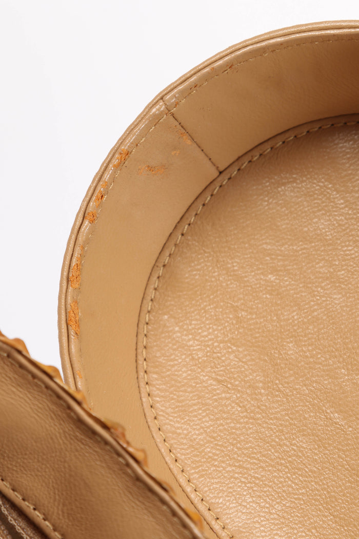 RARE 90s Chanel Beige Leather Basket Shoulder Bag