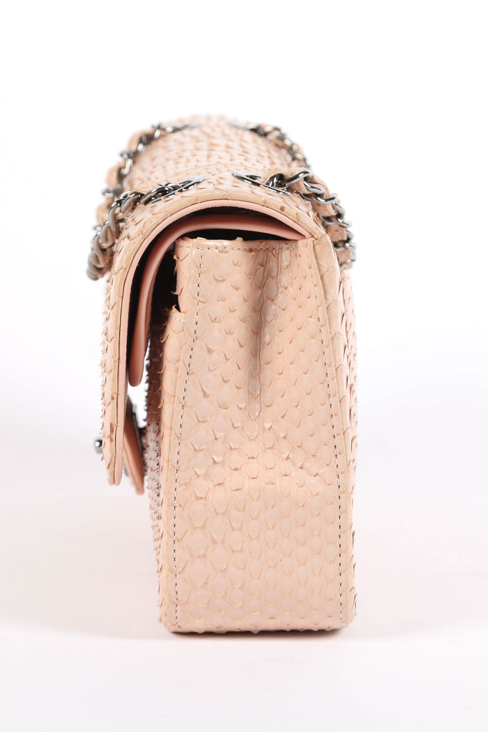 SUPER RARE 2016 Chanel Pale Pink Python Leather Medium Double Flap Bag