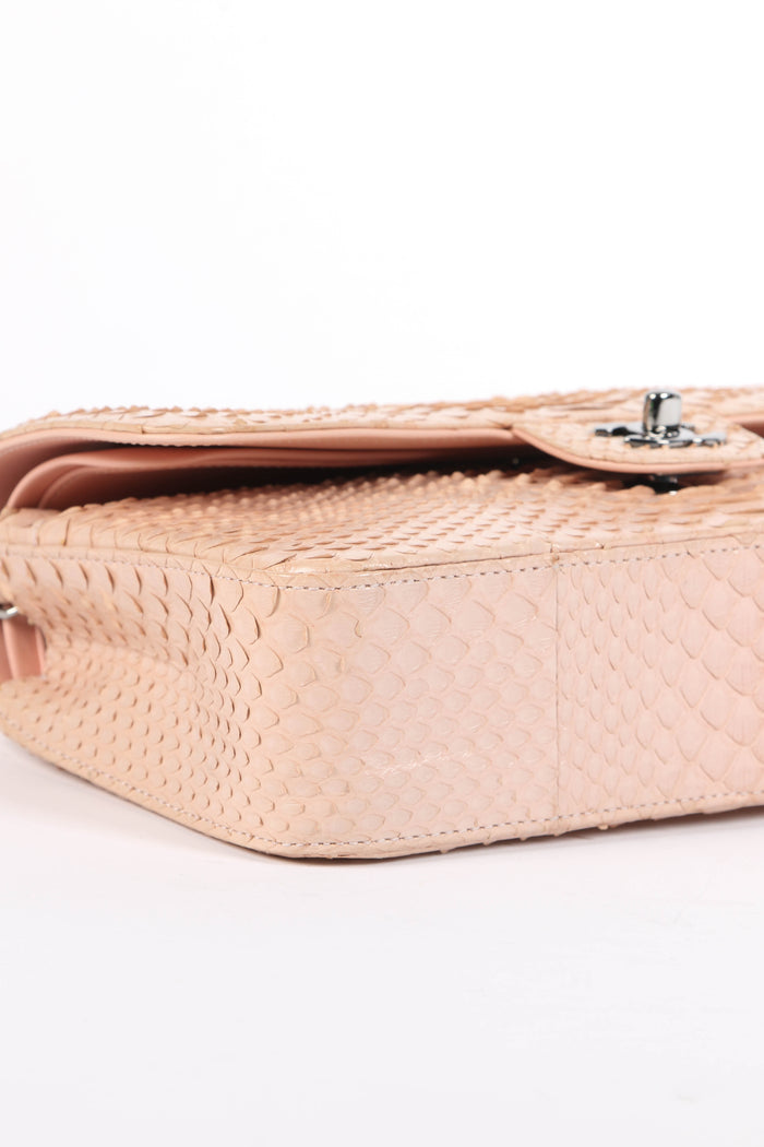 SUPER RARE 2016 Chanel Pale Pink Python Leather Medium Double Flap Bag