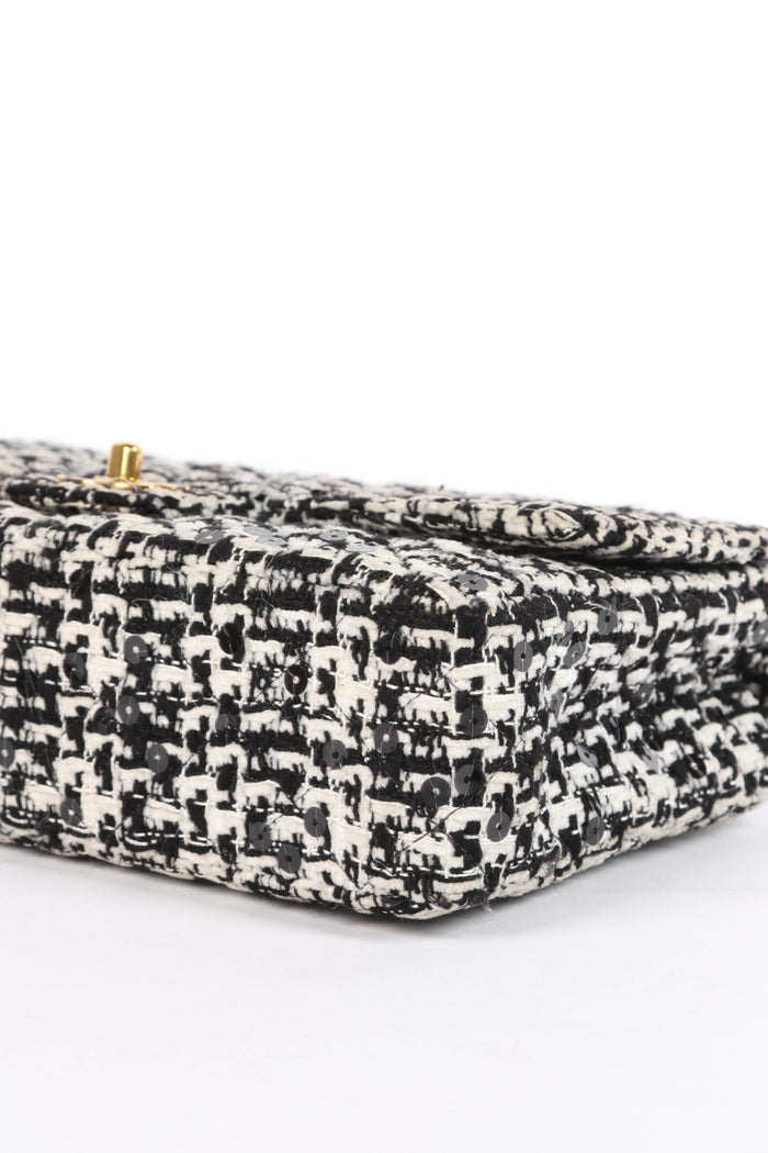 SUPER RARE 90s Chanel Sequin Tweed Top Handle Bag