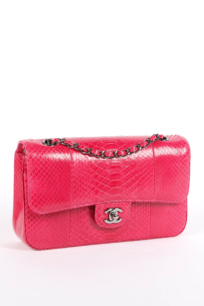 SUPER RARE 2014 Chanel Pink Python Medium Double Flap Bag