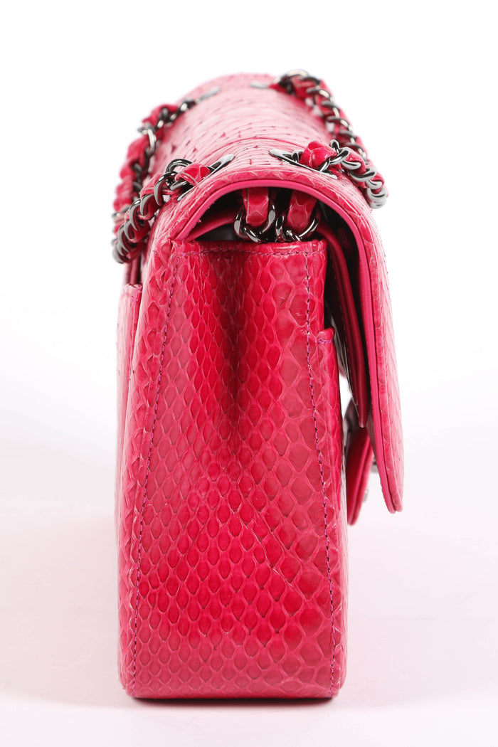 SUPER RARE 2014 Chanel Pink Python Medium Double Flap Bag