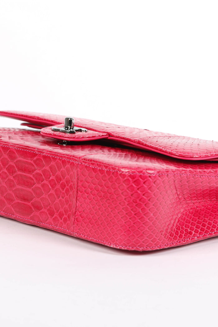 SUPER RARE 2014 Chanel Pink Python Medium Double Flap Bag