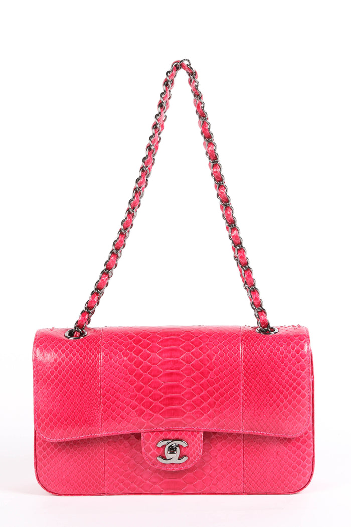 SUPER RARE 2014 Chanel Pink Python Medium Double Flap Bag
