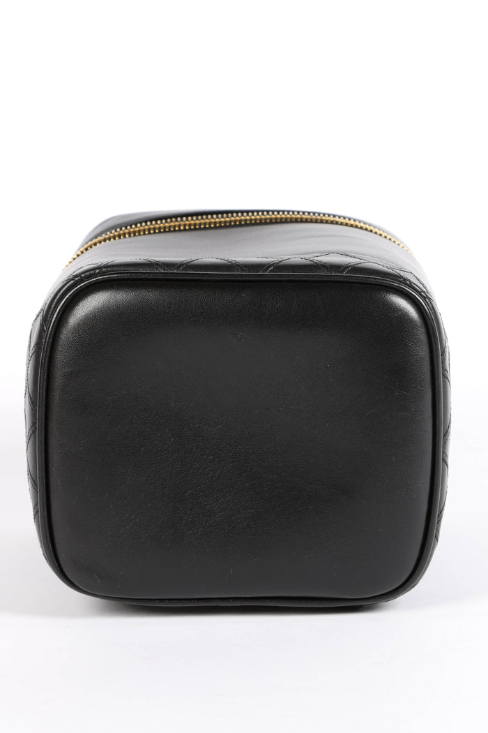 90s Chanel Black Lambskin Leather Vanity Case