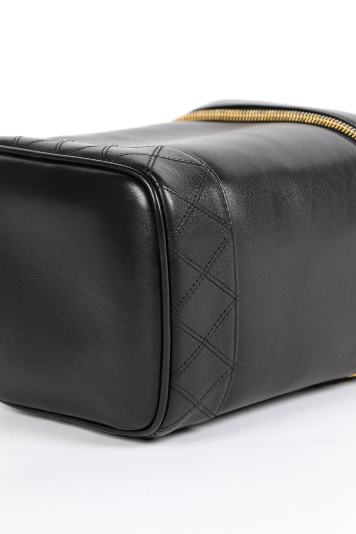 90s Chanel Black Lambskin Leather Vanity Case