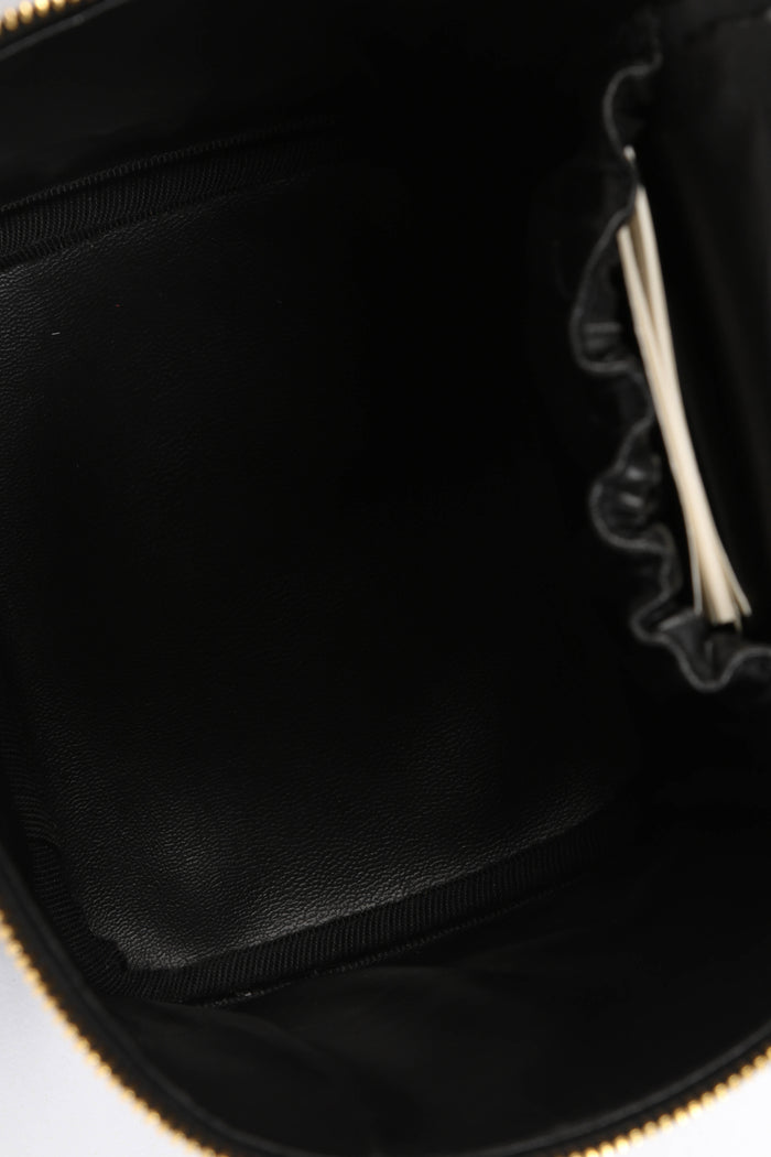 90s Chanel Black Lambskin Leather Vanity Case