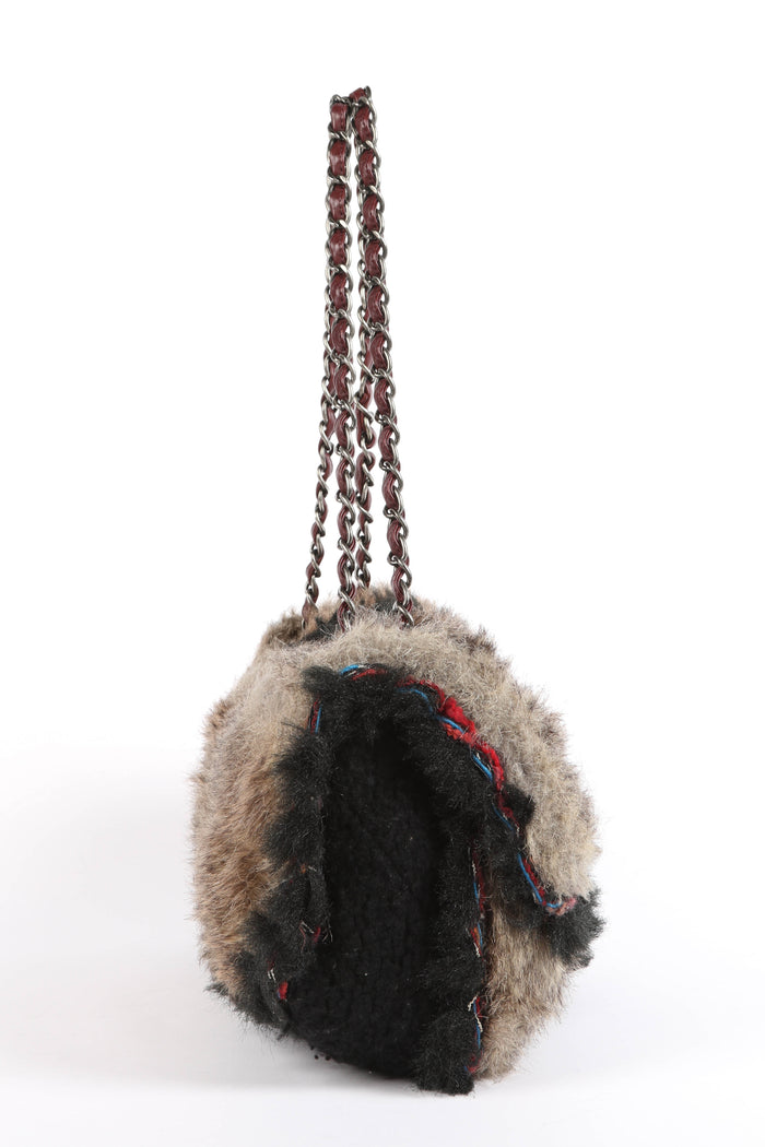 2000s Chanel Fantasy Fur and Tweed Large Single Flap Bag