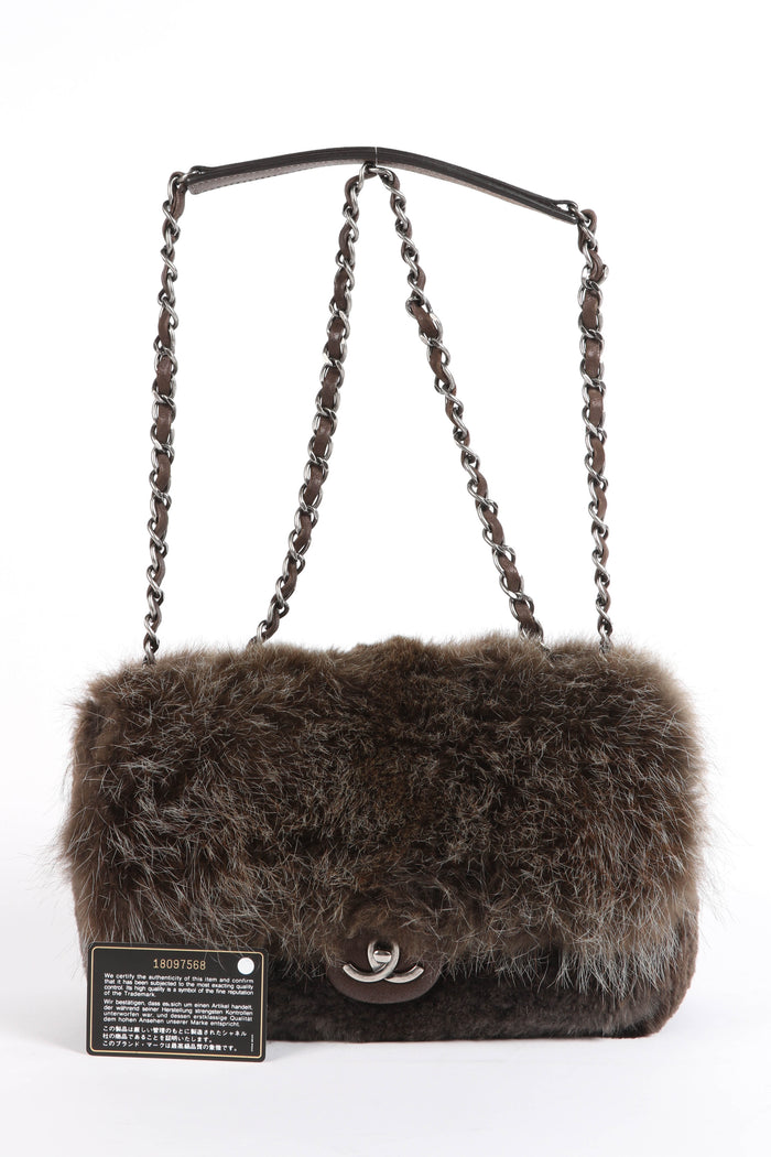 2010s Chanel Brown Fur Single Flap Bag