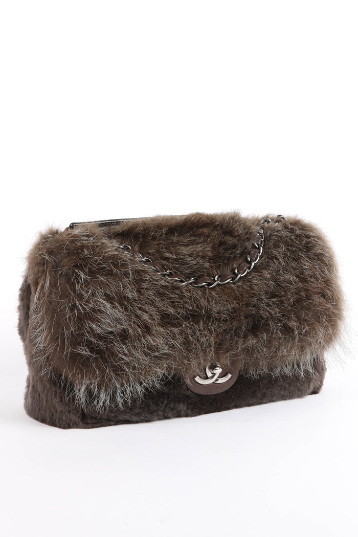 2010s Chanel Brown Fur Single Flap Bag