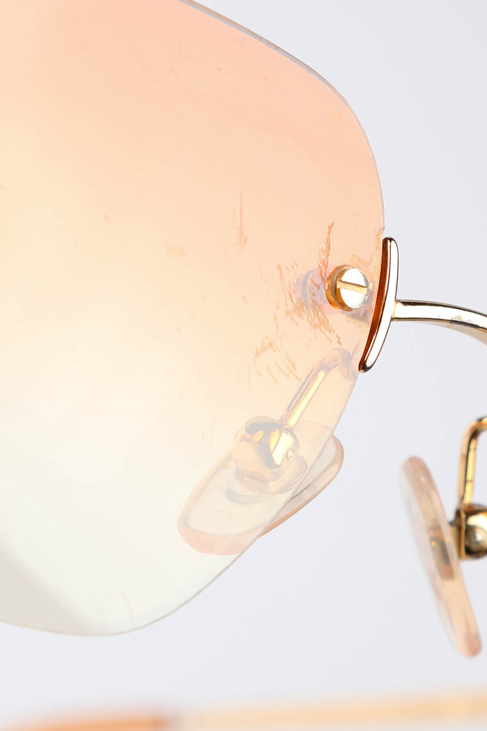 2000s Chanel Orange Gradient Diamanté Rectangular Sunglasses