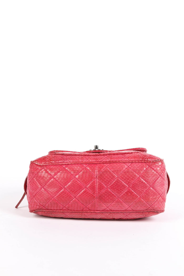 2010s Chanel Red Python Leather Camera Shoulder Bag