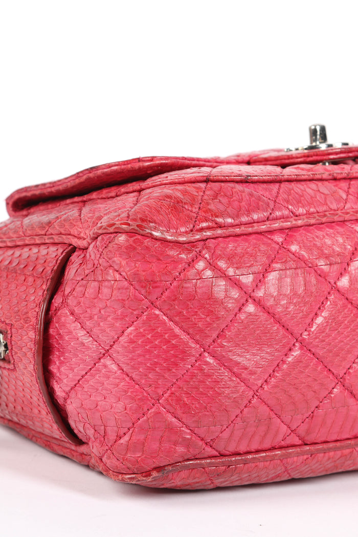 2010s Chanel Red Python Leather Camera Shoulder Bag