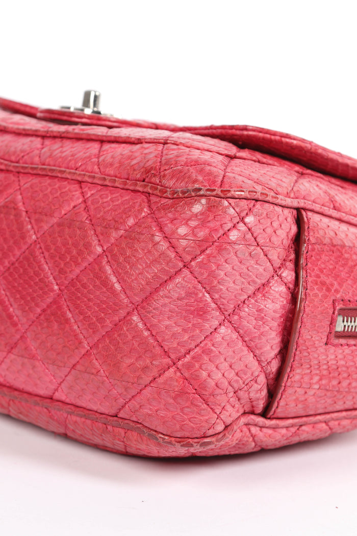 2010s Chanel Red Python Leather Camera Shoulder Bag