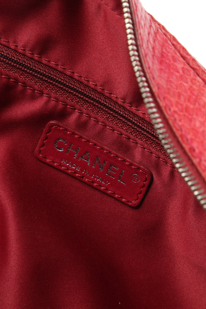 2010s Chanel Red Python Leather Camera Shoulder Bag