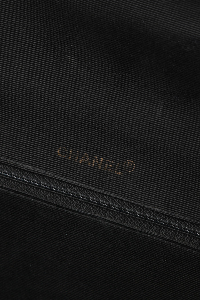 RARE 90s Chanel Black Sequin Single Flap Shoulder Bag