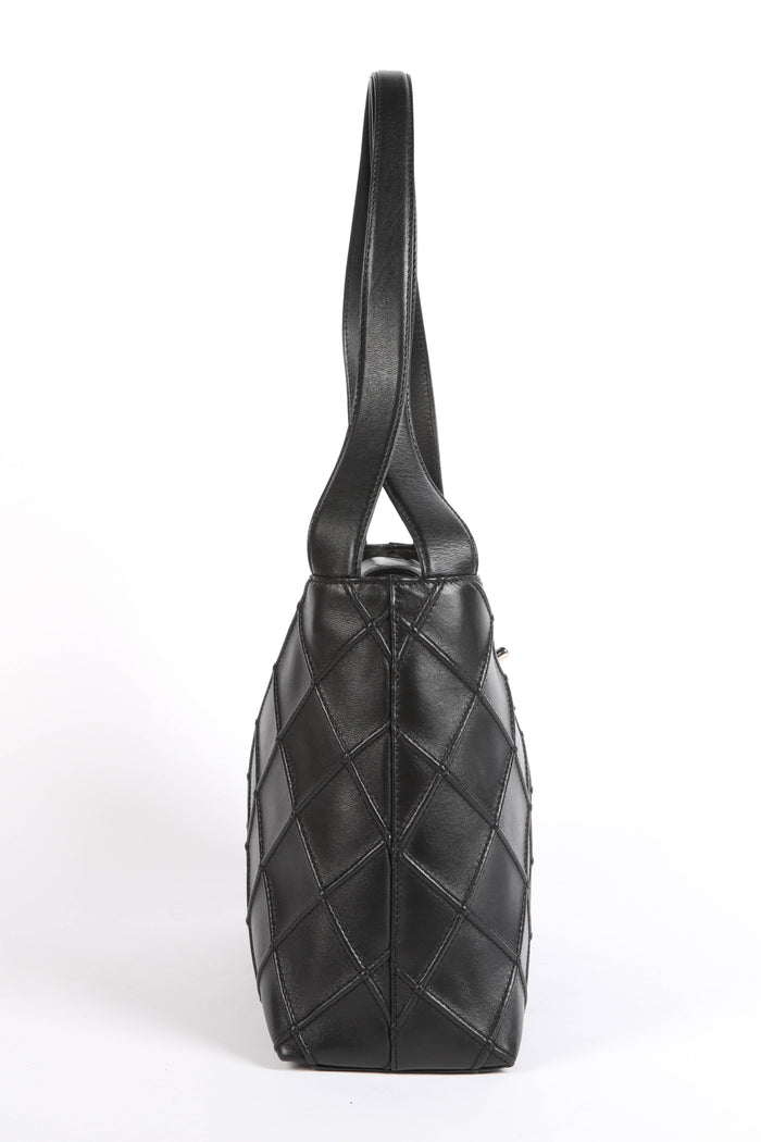 2000s Chanel Black Quilted Leather Shoulder Bag