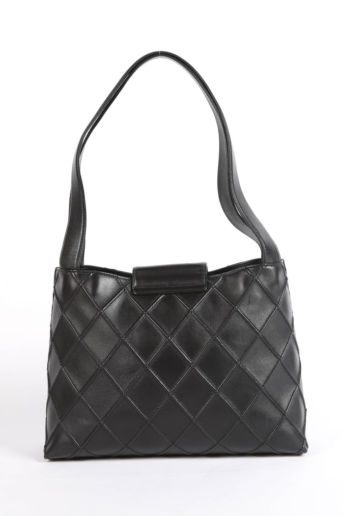 2000s Chanel Black Quilted Leather Shoulder Bag