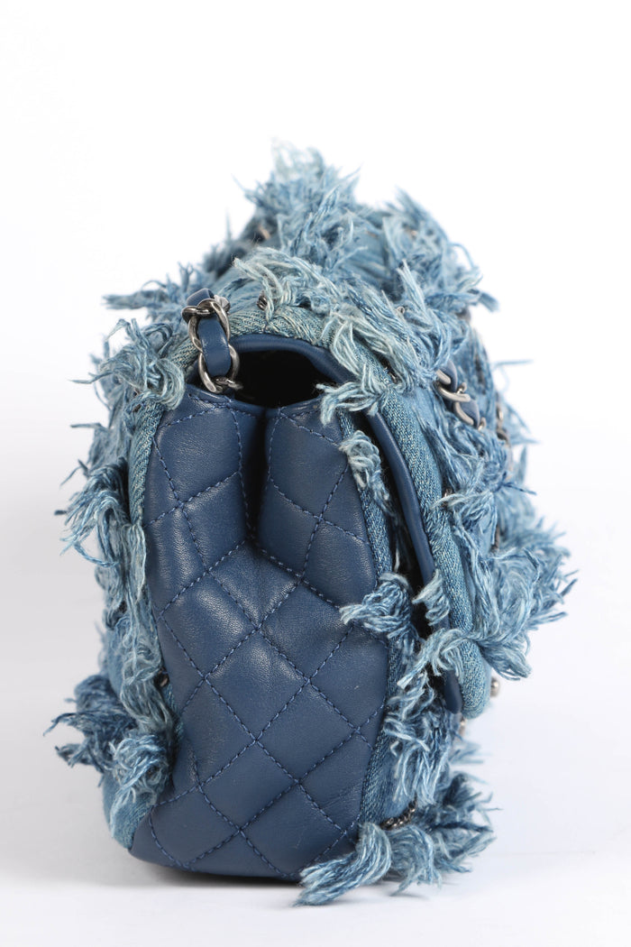 2014 Chanel Paris-Dubai Fringe Denim Single Flap Shoulder Bag