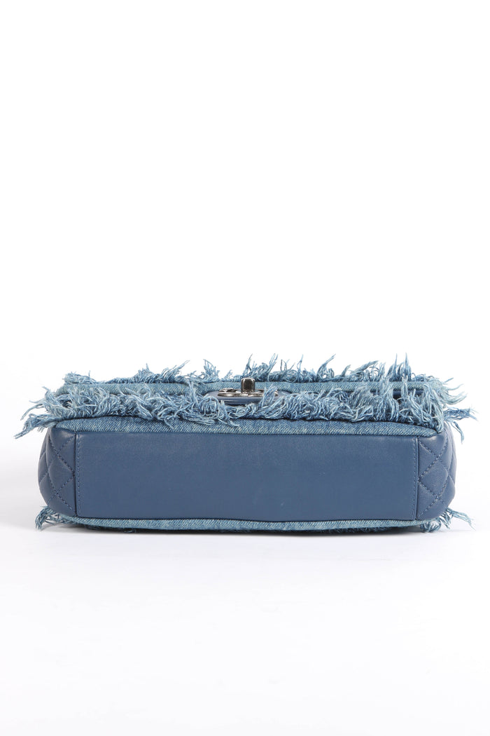 2014 Chanel Paris-Dubai Fringe Denim Single Flap Shoulder Bag
